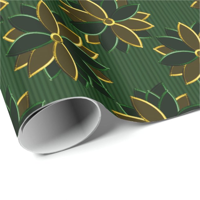 Papel De Presente Flores de Poinsettia Metálica 12, WRAP de GIFT Dou (Ponta do rolo)
