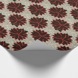 Papel De Presente Flores de Poinsettia Metálica 13, LÂMINAS DE Pata