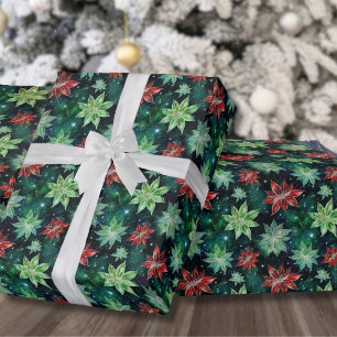Papel De Presente Flores de Poinsettia Natal