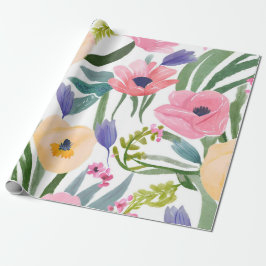 Papel De Presente Flores de Primavera | Aquarela Floral Pastel