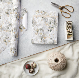 Papel De Presente Flores de primavera em aquarela Marible