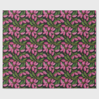 Papel De Presente Flores de primavera em fundo preto