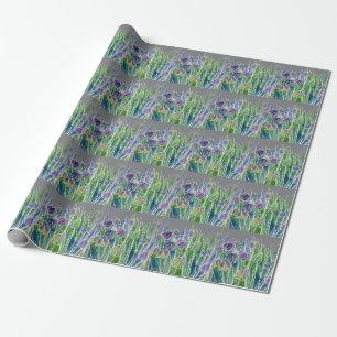 Papel De Presente Flores de primavera, ervas, borda sem costura de a