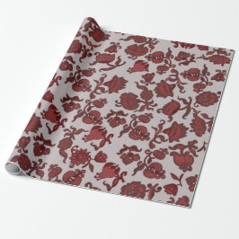 Papel De Presente Flores de Promoção Boho Chic Floral Boêmio Cinza