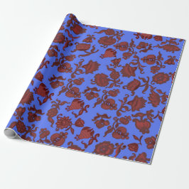 Papel De Presente Flores de Promoção Boho Floral Chic Boêmio Azul
