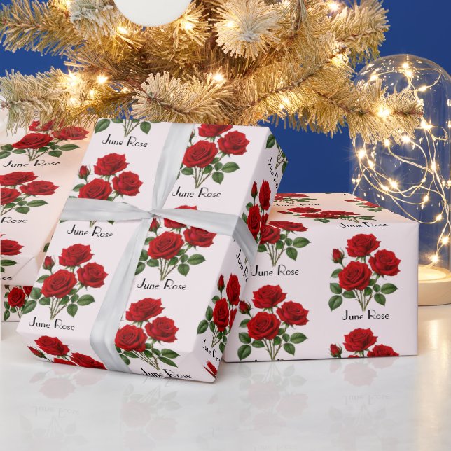 Papel De Presente Flores de Rosa de Junho (Feriados)