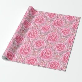 Papel De Presente Flores De Rosa De Padrão Floral