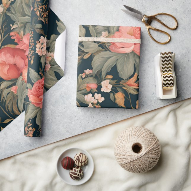 Papel De Presente Flores De Rosa Floral Bonitas (Artesanato)