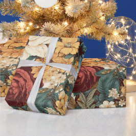 Papel De Presente Flores de Rosa, Tulipas, Lírios e Visitas