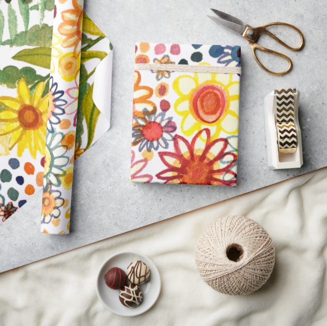 Papel De Presente Flores de verão (Artesanato)