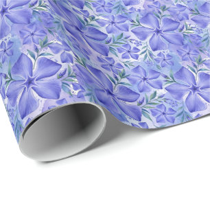 Papel De Presente Flores de Vinca Azul Violeta Vinca Blossoms