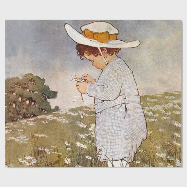 Papel De Presente Flores de Visitas de Crianças Antigas (Aberto)