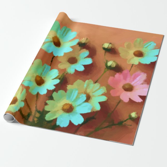 Papel De Presente Flores de Zinnia Elegans (Desenrolado)