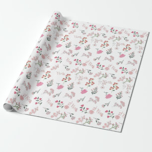 Papel De Presente Flores Delicadas Associadas no Impressão de Padrão