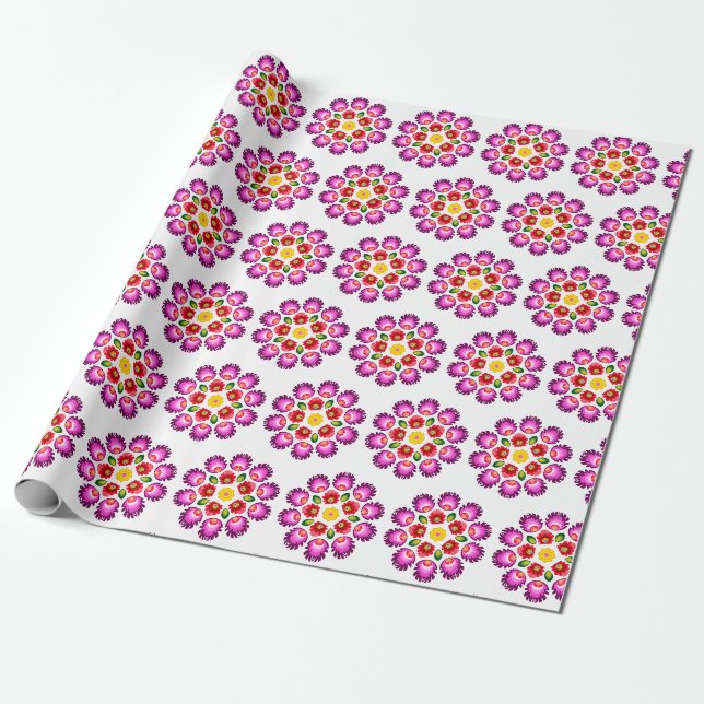Papel De Presente Flores design poloneses. (Desenrolado)