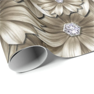 Papel De Presente Flores Diamantes Bonitas