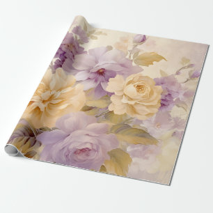 Papel De Presente Flores do Jardim de Vintage Pastel