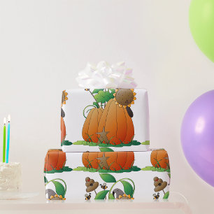 Papel De Presente Flores E Abelhas De Abóbora