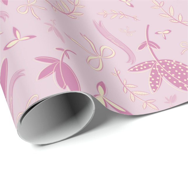 Papel De Presente Flores e Arcos cor-de-rosa deliciosos (Ponta do rolo)