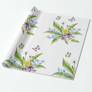 Papel De Presente Flores e borboletas