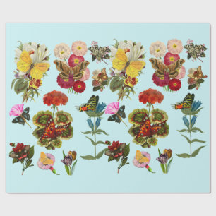 Papel De Presente Flores e borboletas insetos plantas de insetos nat