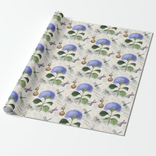 Papel De Presente Flores e Dragões Vintage Country