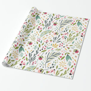 Papel De Presente Flores e Folhetos de Mola das Cintas-Molas