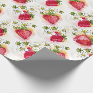 Papel De Presente Flores e Frutas de Cerejeira no Estilo Tinta Alcoó