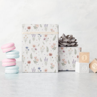 Papel De Presente Flores em Aquarela Fofas