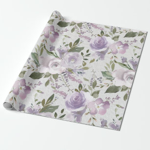 Papel De Presente Flores Florais De lavanda Lilac-Lilac-Lilac