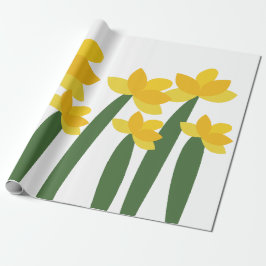Papel De Presente Flores Florais Narciso Amarelo