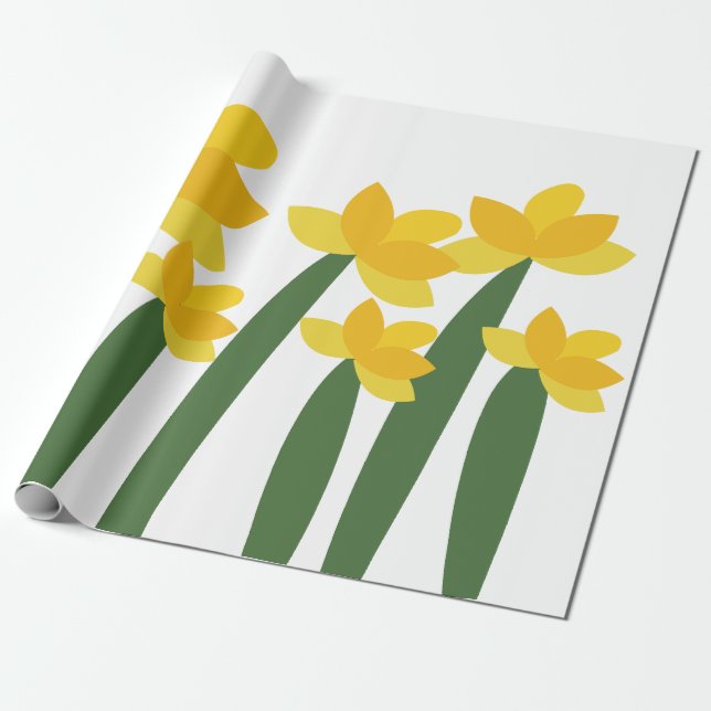 Papel De Presente Flores Florais Narciso Amarelo (Desenrolado)