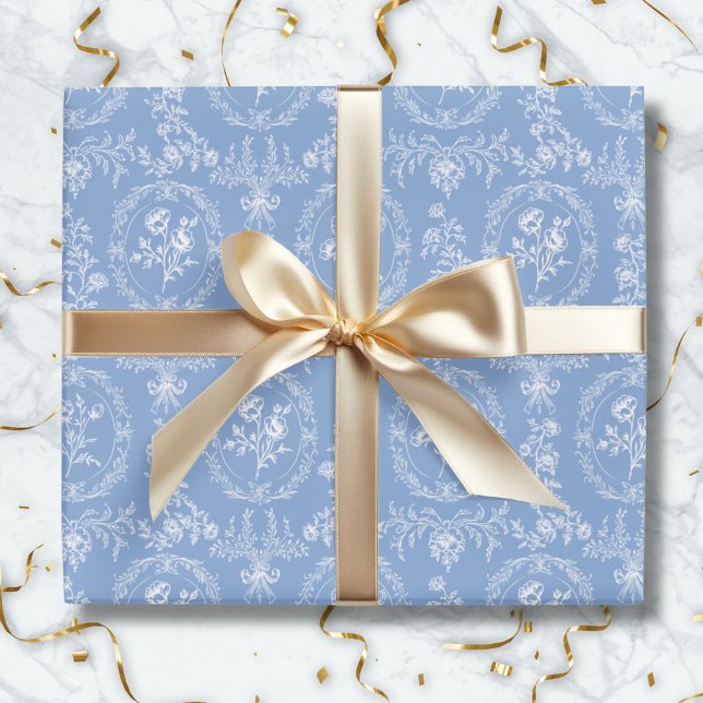 Papel De Presente Flores Florais Padrão Rococó Antigo (In situ)