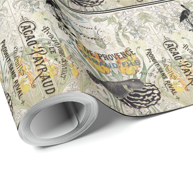 Papel De Presente Flores francesas da tulipa de Nouveau da arte das (Ponta do rolo)