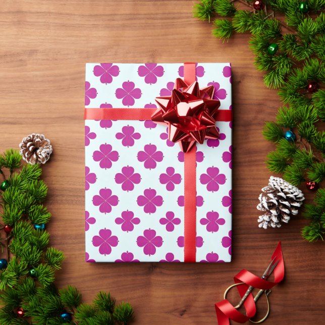 Papel De Presente Flores Geométricas Rosas em um Fundo Claro (Presente de Natal)