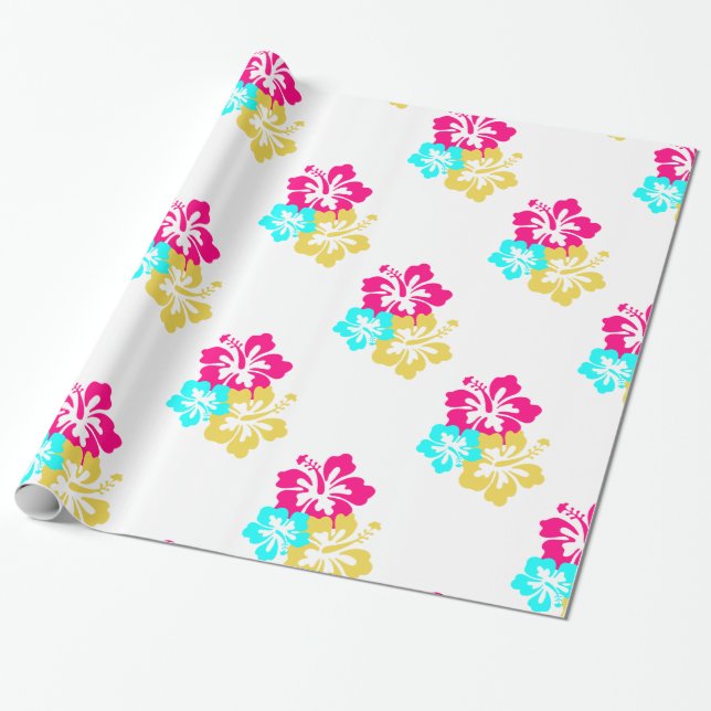 Papel De Presente Flores havaianas do hibiscus (Desenrolado)
