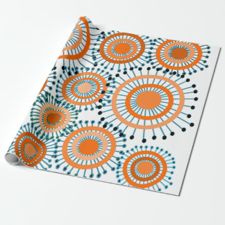 Papel De Presente Flores Laranja