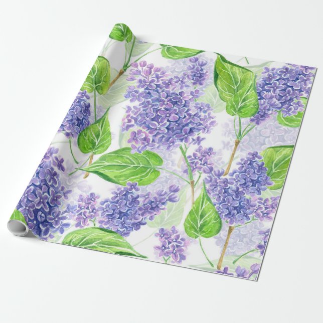 Papel De Presente Flores lilás aquáticas (Desenrolado)