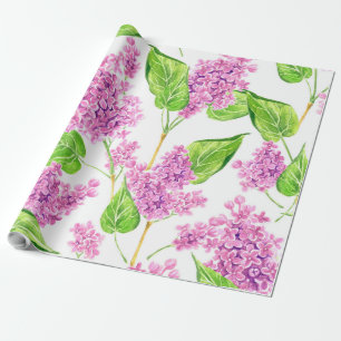 Papel De Presente Flores lilás cor-de-água rosa