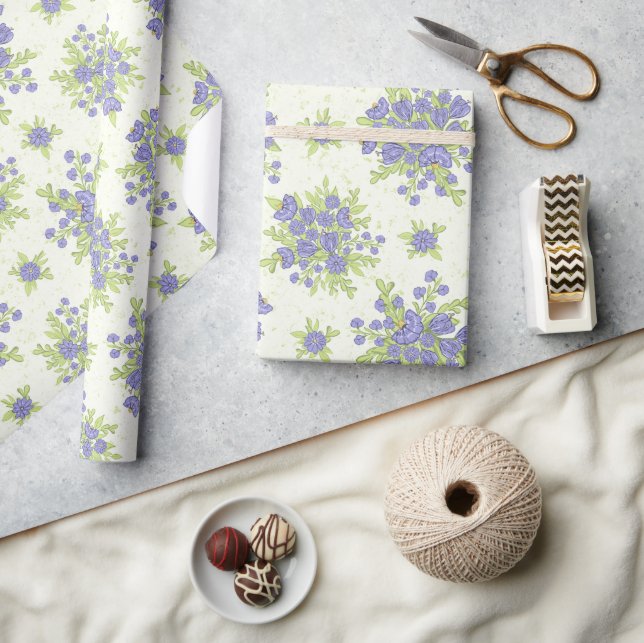 Papel De Presente Flores Lilás Roxo Primavera Floral (Artesanato)