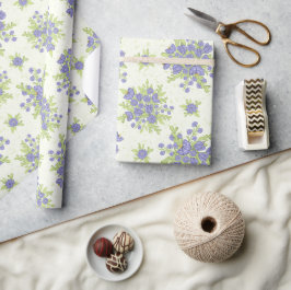 Papel De Presente Flores Lilases Roxas Florais de Primavera