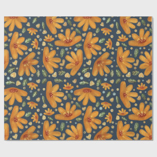 Papel De Presente Flores Luxuosas Amarelas