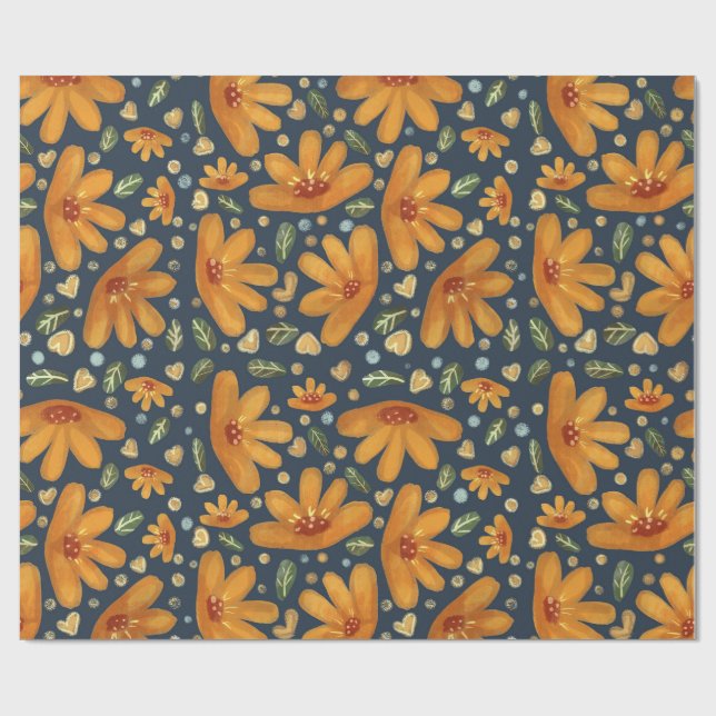 Papel De Presente Flores Luxuosas Amarelas (Aberto)