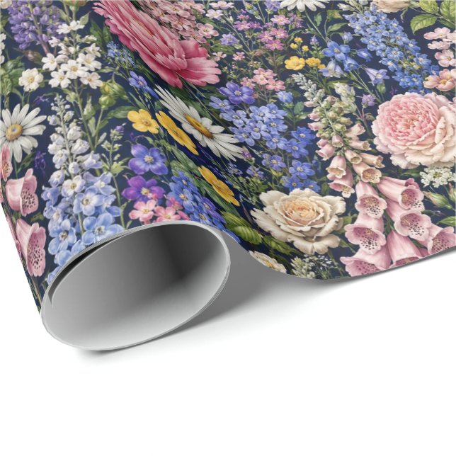 Papel De Presente Flores Naturais de Jardim de Campo (Ponta do rolo)