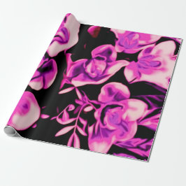 Papel De Presente flores no escuro, rosa