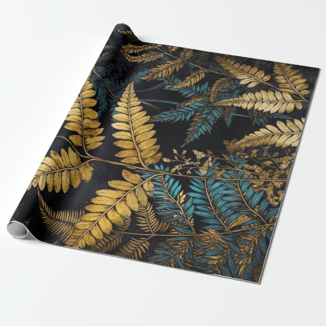 Papel De Presente Flores padrão botânico acasalam #natureza (Desenrolado)