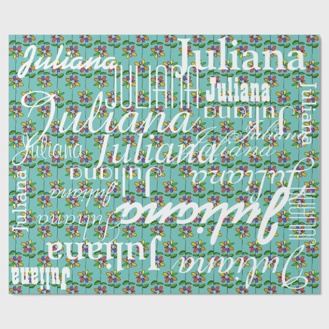 Papel De Presente flores. padrão de nomes personalizado (Aberto)