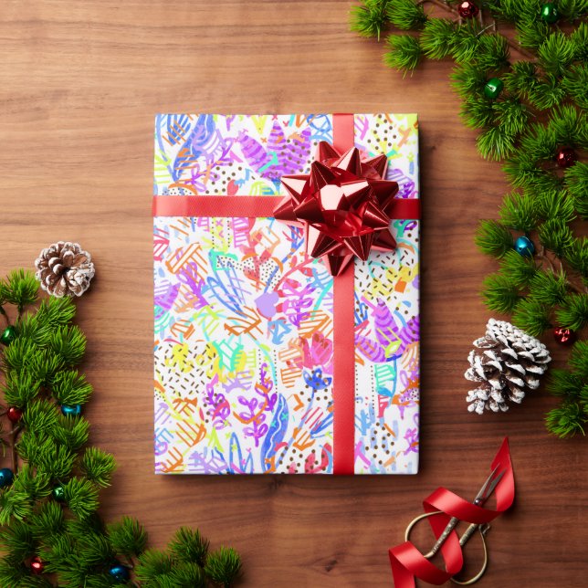 Papel De Presente Flores pastéis abstratas (Presente de Natal)