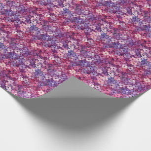 Papel De Presente Flores Pequenas Rosa e Púrpura