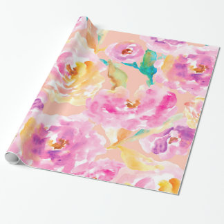 Papel De Presente Flores pintados mão bonitos da aguarela